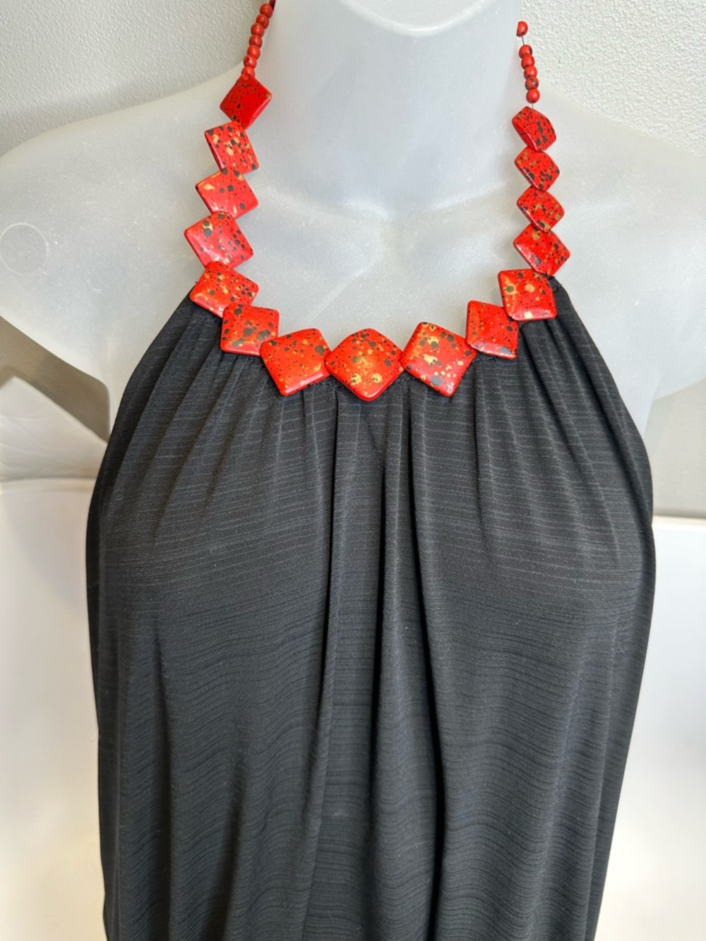 Speechless Black Maxi Skirt with Coral Halter Detail - Picture 3 of 7